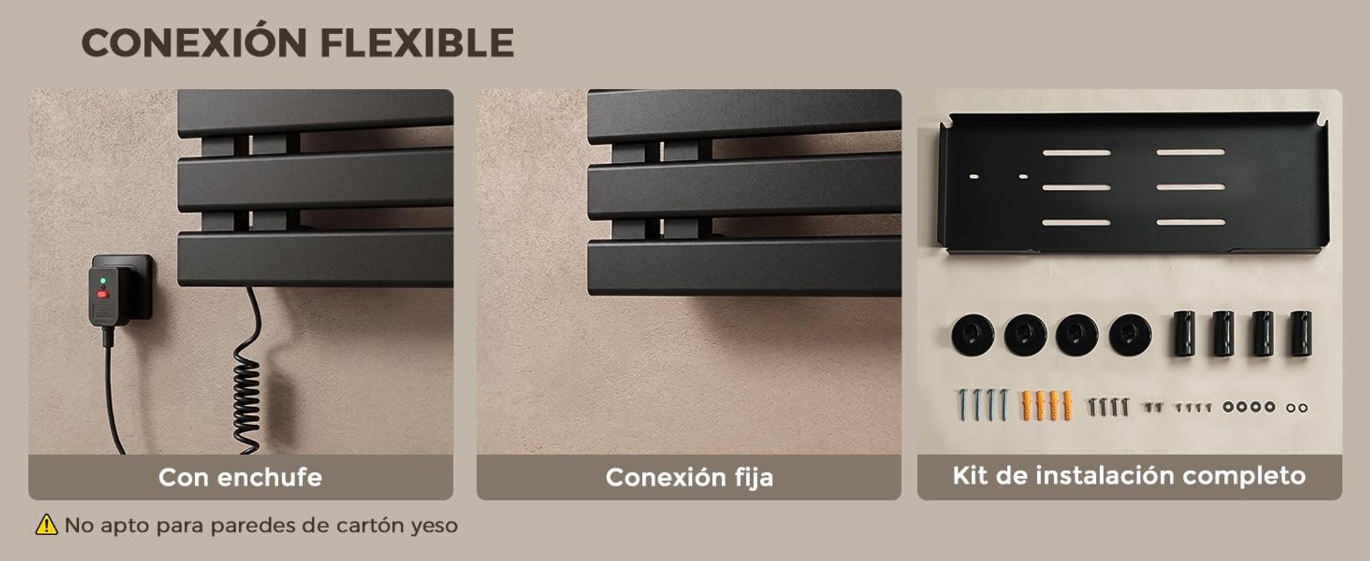 S'AFIELINA Scaldasalviette Elettrico con Ripiano 1050×500 mm 335 W Nero,Termoarredo WiFi, Riscaldamento in Fibra di Carbonio, 6 Modalità