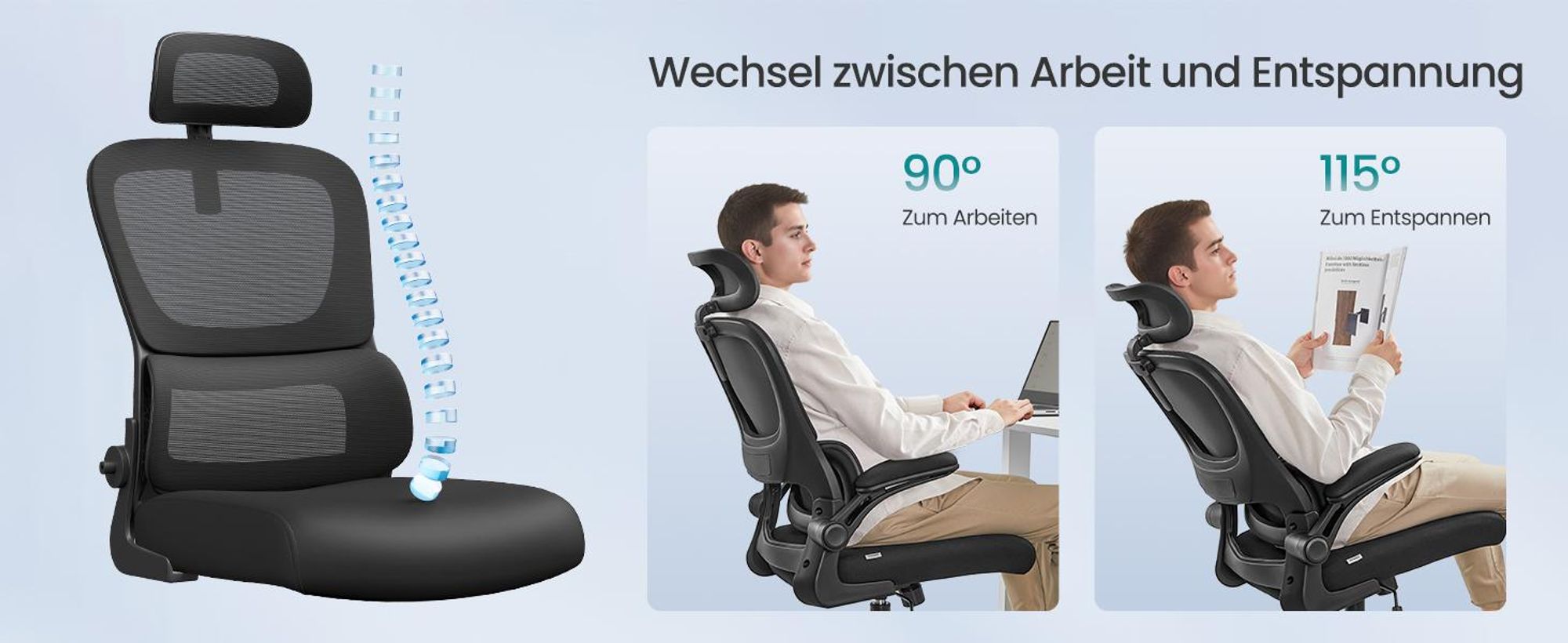 Bürostuhl, Netzstuhl, ergonomisches Design, mit Premium-Netzgewebe, Wippfunktion