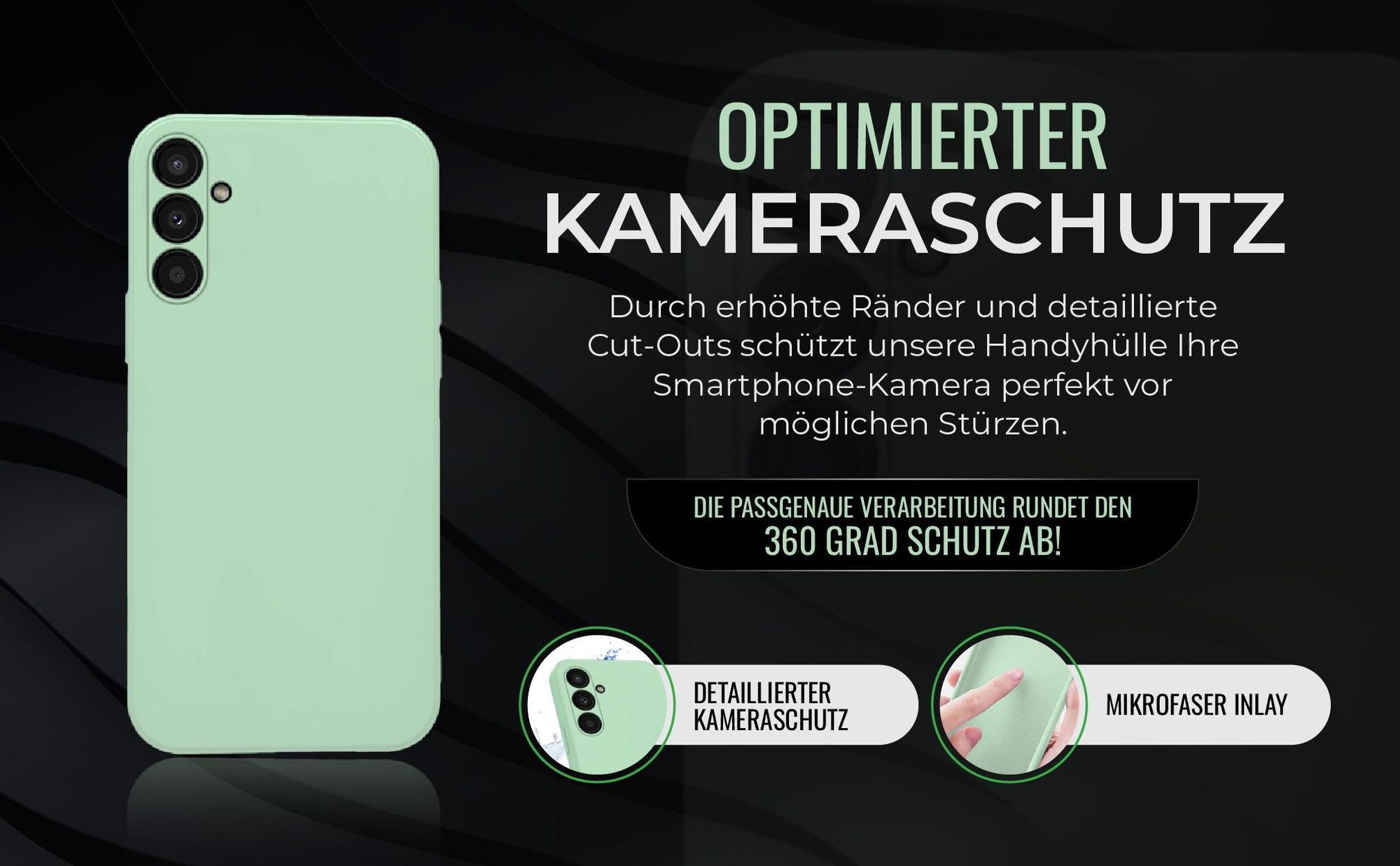 Handyhülle in Türkis für Samsung Galaxy A54 5G in detailliertem Kamera Cutout