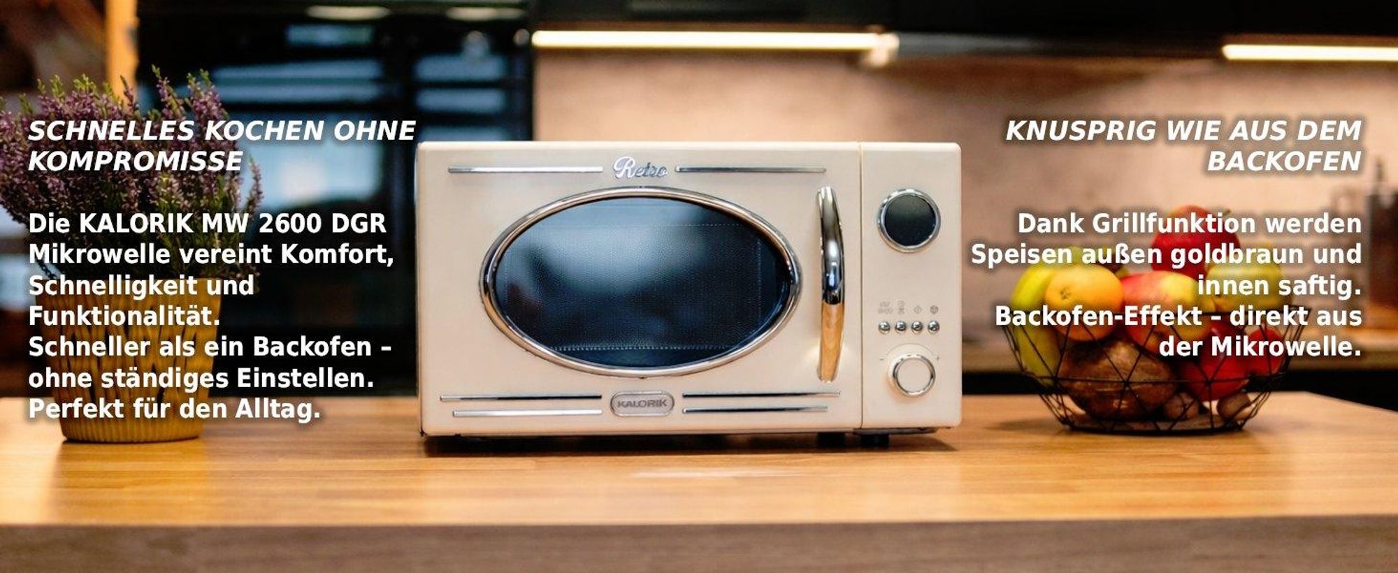 Retro Mikrowelle creme mit Grillfunktion MW 2600 DGC Kalorik 1150W 20L