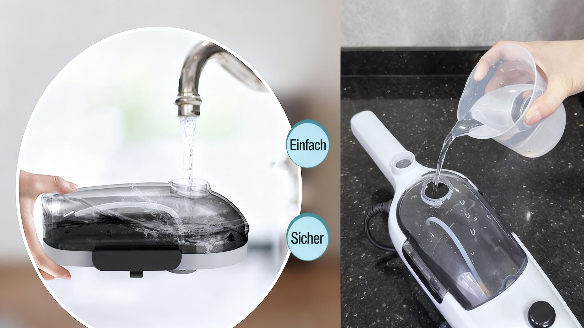 11 in 1 Dampfreiniger - 15s Aufheizung, 140°C Heißdampf, Drehbarer Kopf, Höhenverstellbar, mit 2 Wischpads für Glas, Auto, Küche, Bad, Boden, Fenster