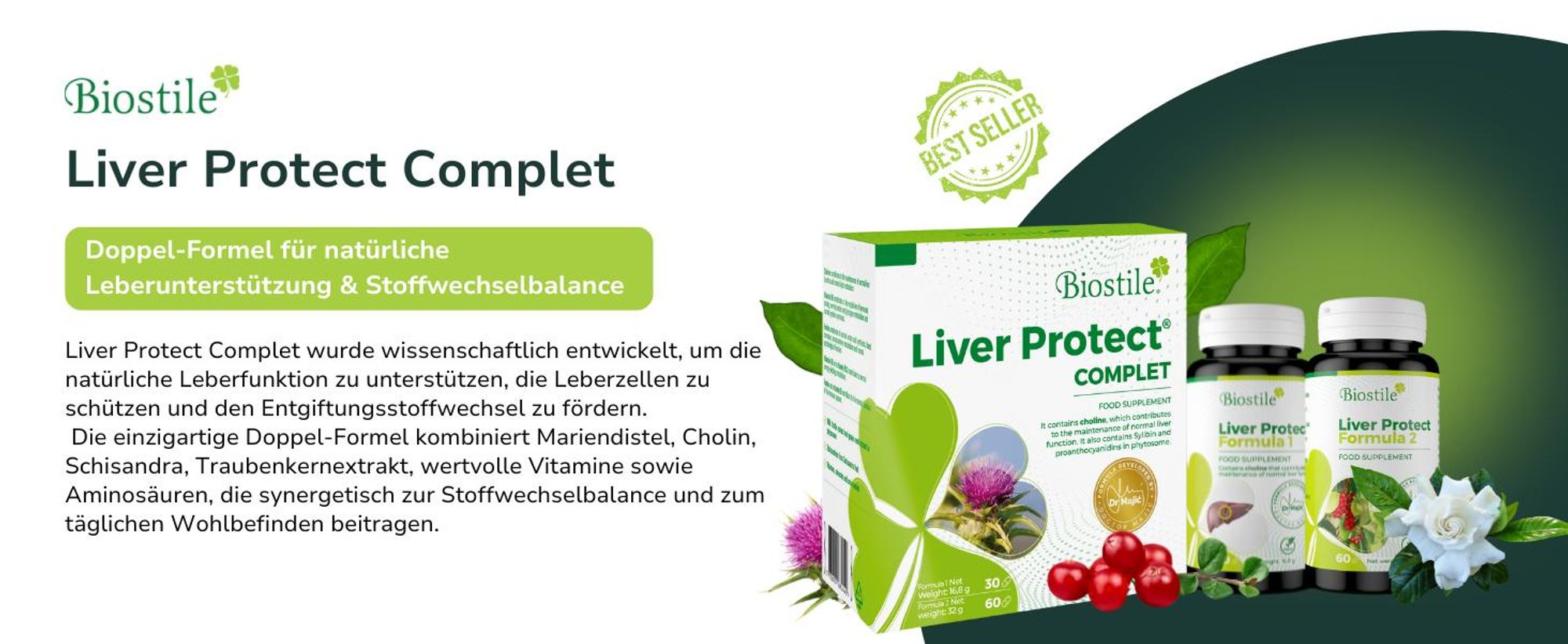 Biostile Liver Protect Complet mit zwei Formeln und insgesamt 90 Kapseln