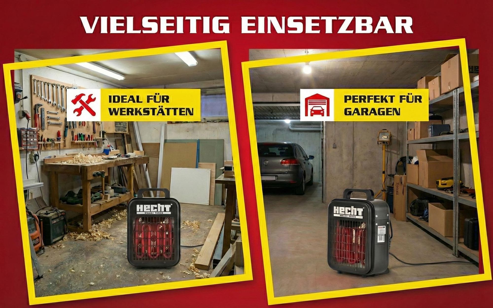 HECHT 3500 Heizlüfter energiesparend | 3000 W | 3-Stufig | bis 30 m² | Überhitzungsschutz