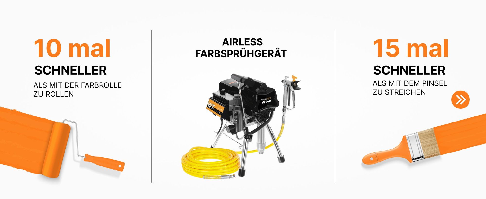 Hydrodynamische Farbsprühsystem Wandfarbe 3000 W WABROTECH WT40 Airless Farbsprühgerät 227 Bar Spritzgerät 4 L/min Airless Farbsprühsystem