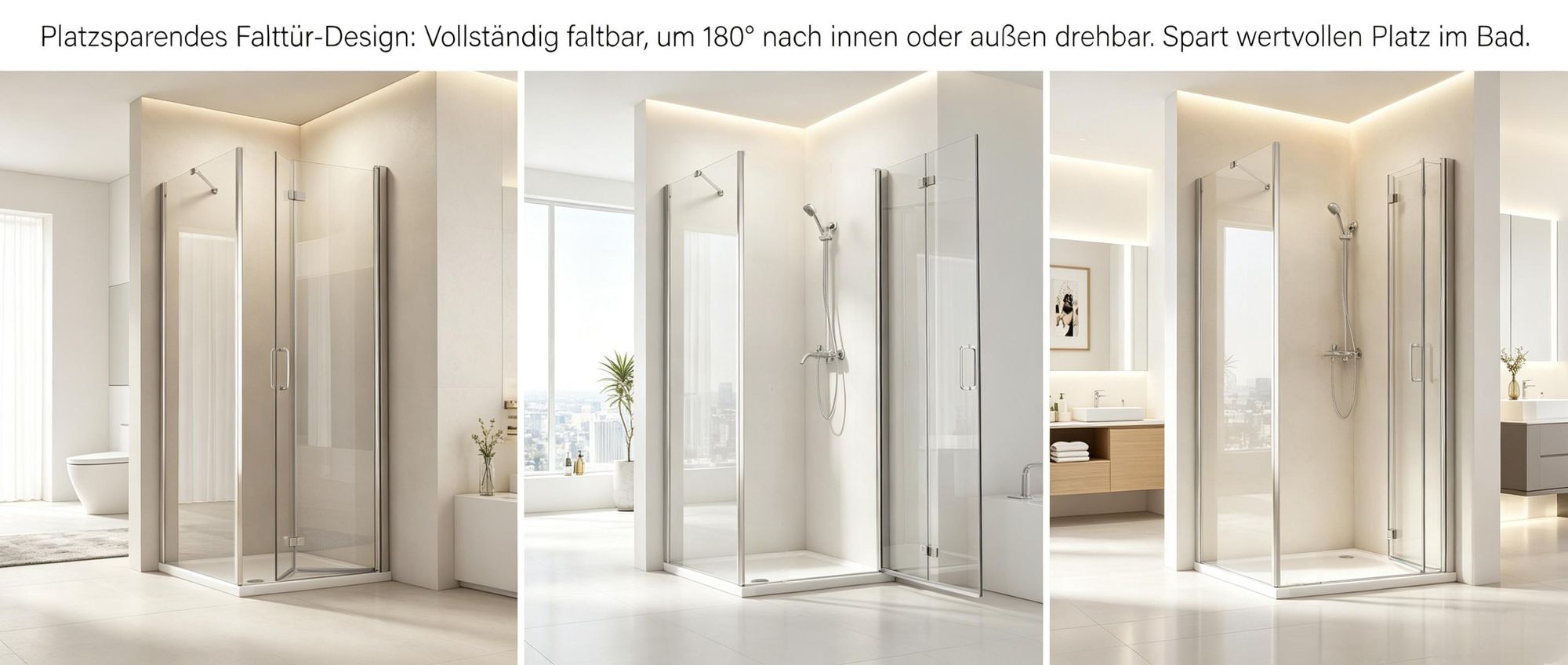 MIQU Duschkabine 90x80x197 cm Duschabtrennung Dusche 90cm Falttür Duschwand Seitenwand ESG Nano Glas