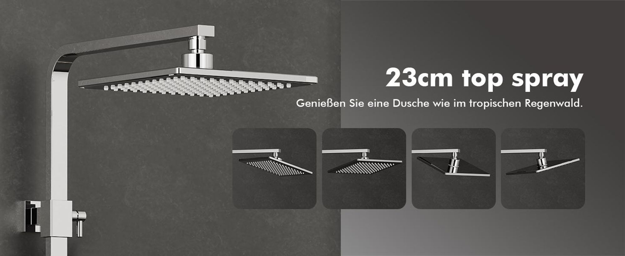 Homelody Duschsystem ohne Armatur Regendusche Duschset ohne Thermostat mit Kopfbrause Handbrause Umsteller eckig Duschsäule für Badezimmer, chrom
