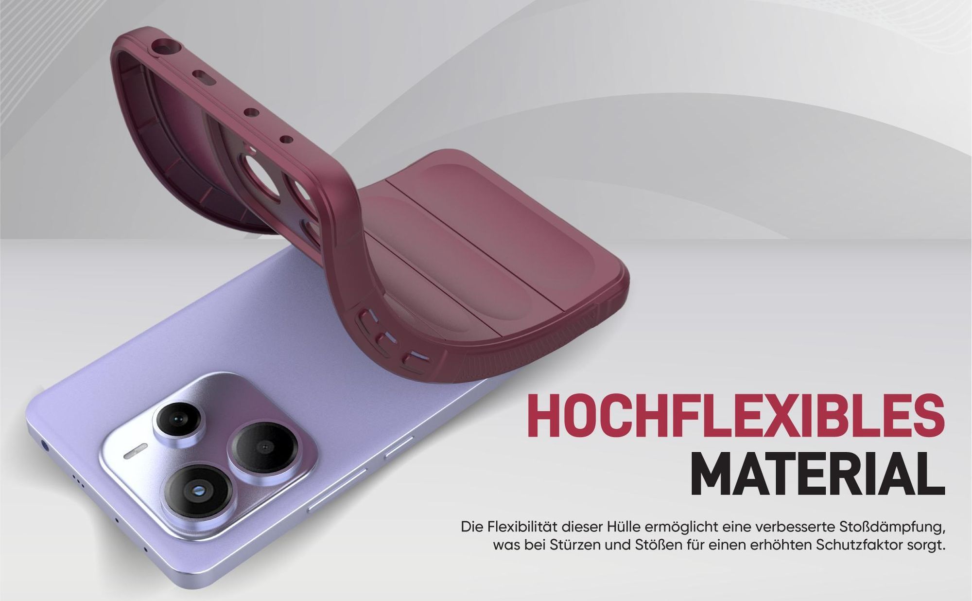Stoßfestes und flexbiles Handy Case mit Griffzonen in Lila für Xiaomi Redmi Note 14 5G