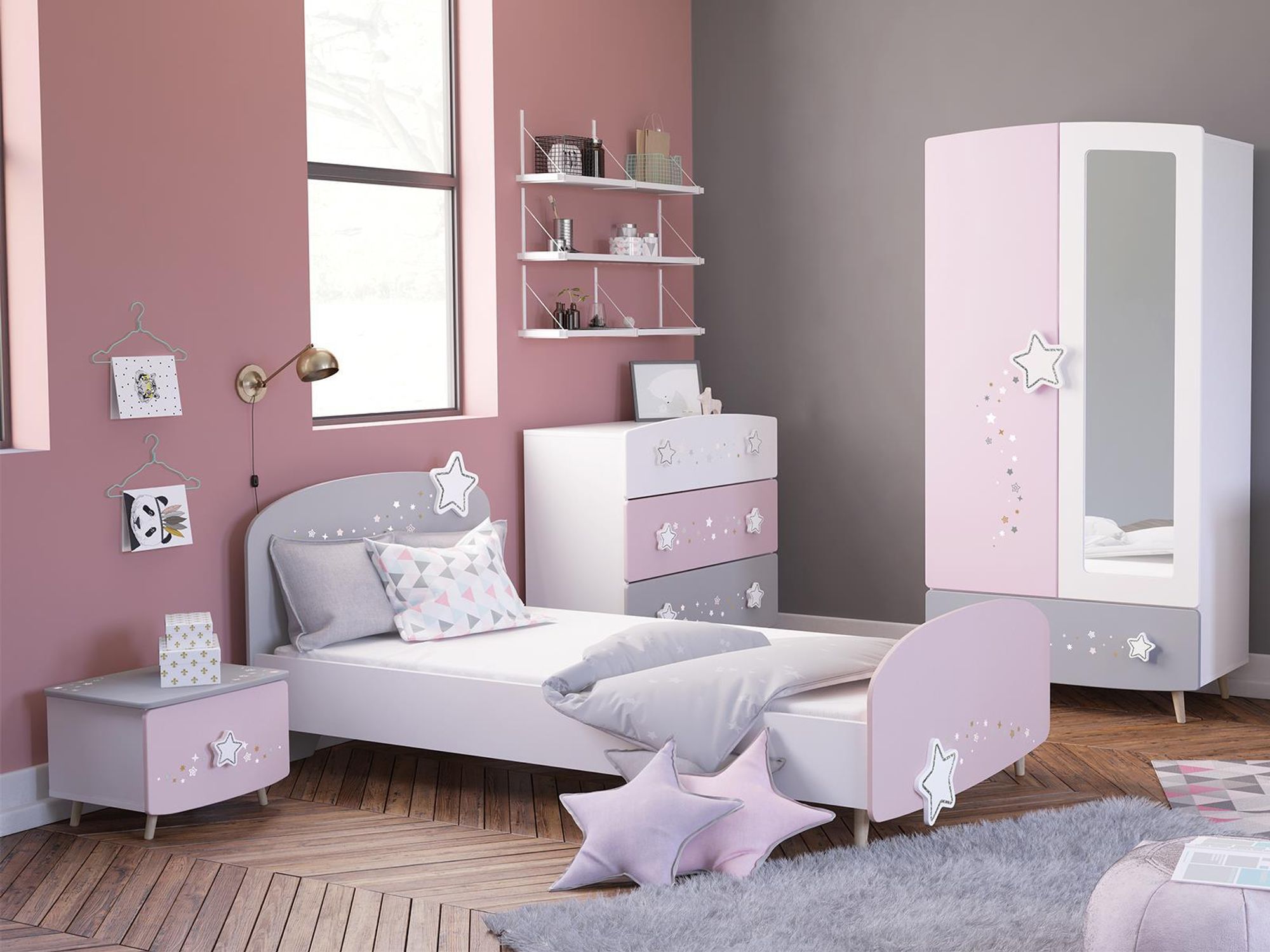 Savannah II – Kinderzimmer-Set in Pastellfarben mit Sternmotiv und 4-teiligem Umfang