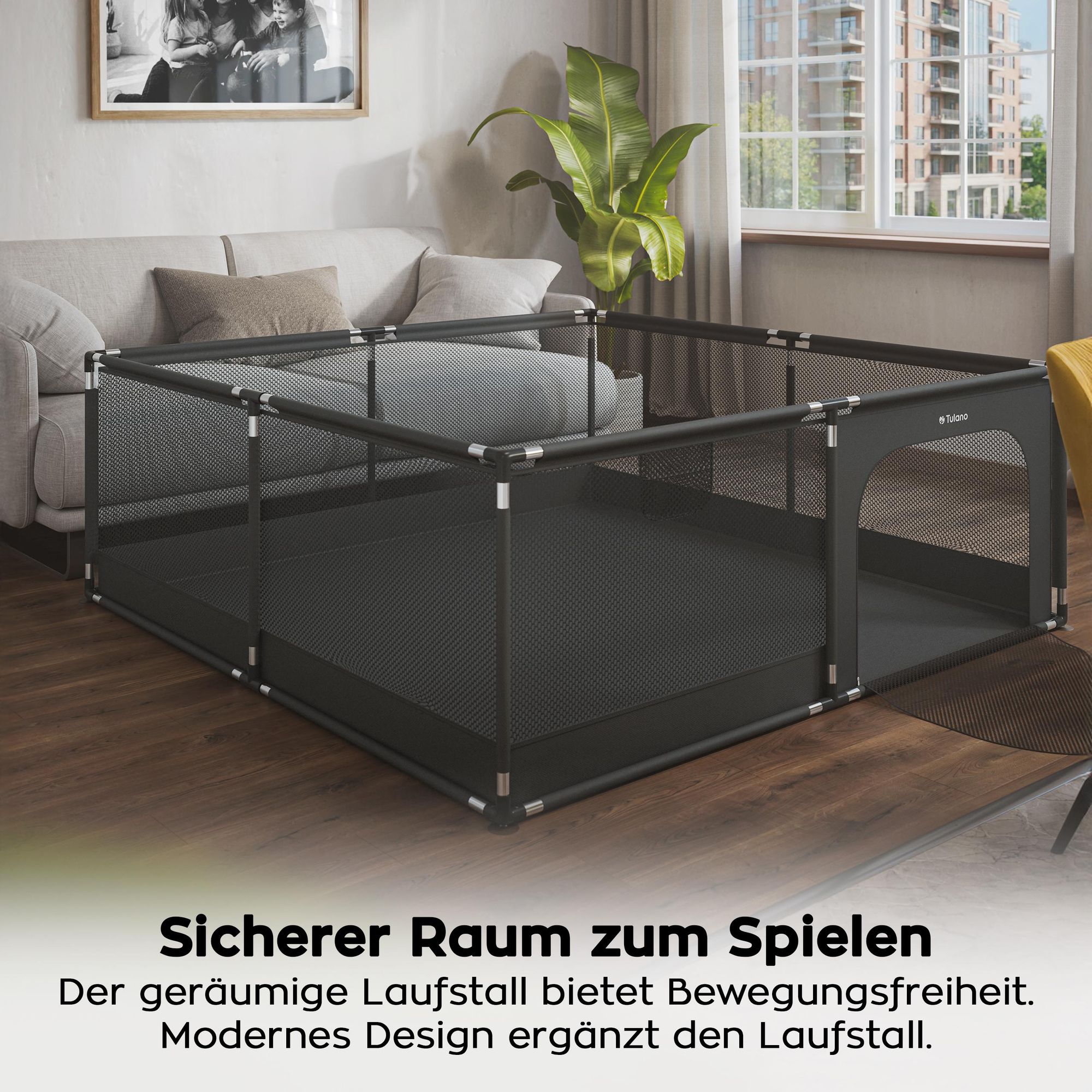 Laufstall Baby 180x200 cm Krabbelgitter für Kleinkinder baby  Laufgitter  mit Atmungsaktivem Netz Tragetasche Wände aus Maschendraht Rutschfeste Füße