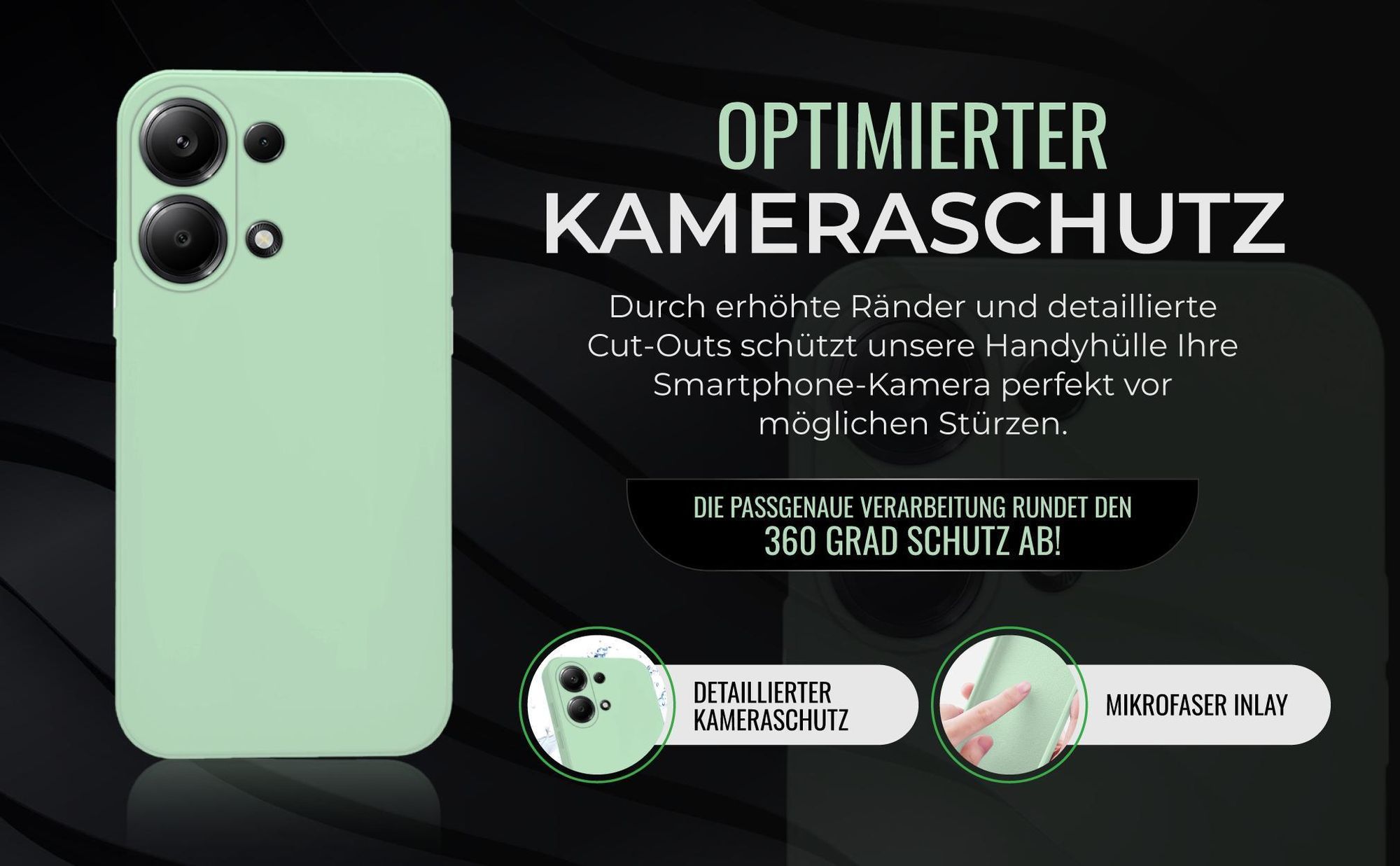 Handyhülle in Türkis für Xiaomi Redmi Note 13 Pro in detailliertem Kamera Cutout