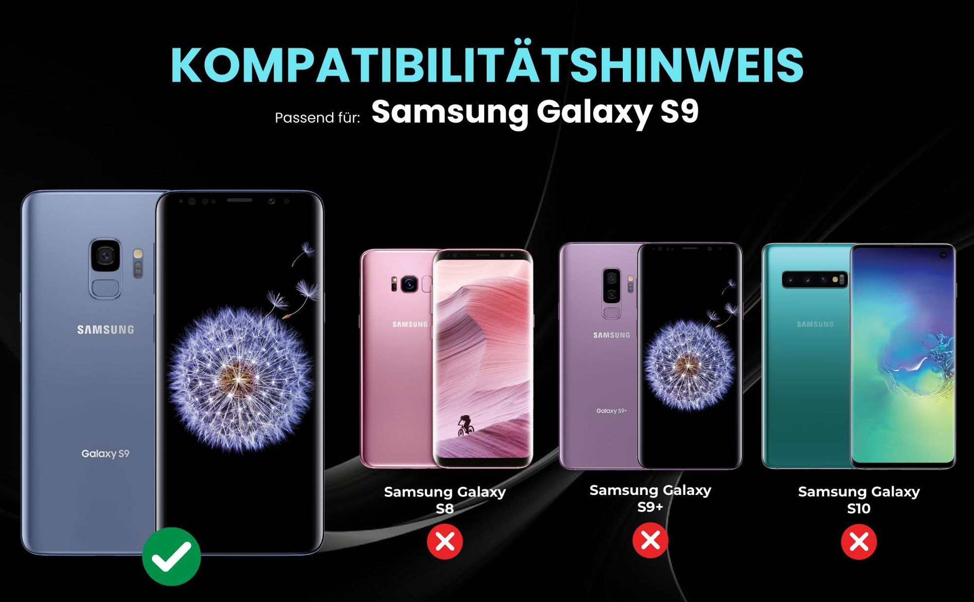 Kompatibilitätshinweise Hülle für Samsung Galaxy S9