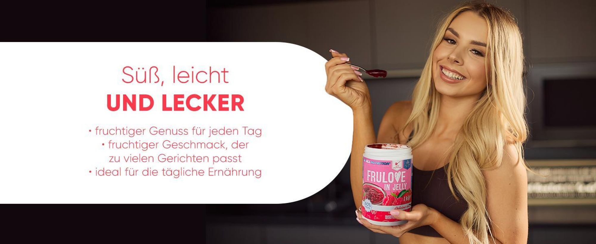 ALLNUTRITION FRULOVE In Jelly Raspberry & Apple 1000g Marmelade Früchte Himbeer-Apfel