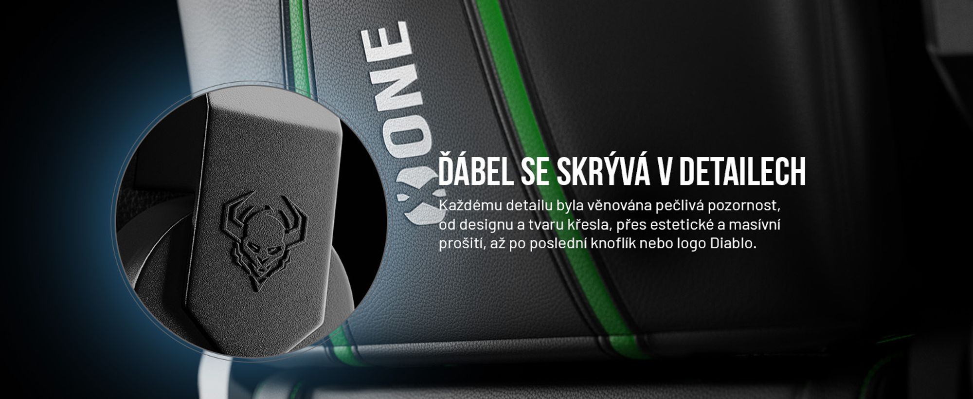 Herní židle Diablo X-One 2.0 Kancelářská židle Nastavitelné područky Ergonomický design Krční/bederní polštář, Barva: Černá-Zelená, Velikost Normal