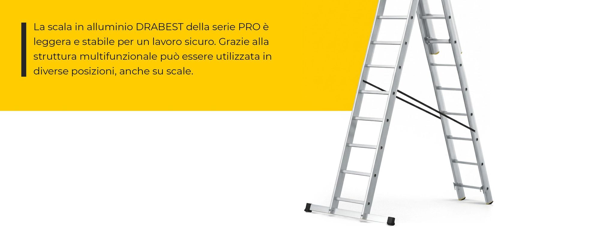 Drabest | Scala Alluminio 3 Éléments 3x11 Gradini 150 kg - Antiscivolo - Polyvalente - Sicura
