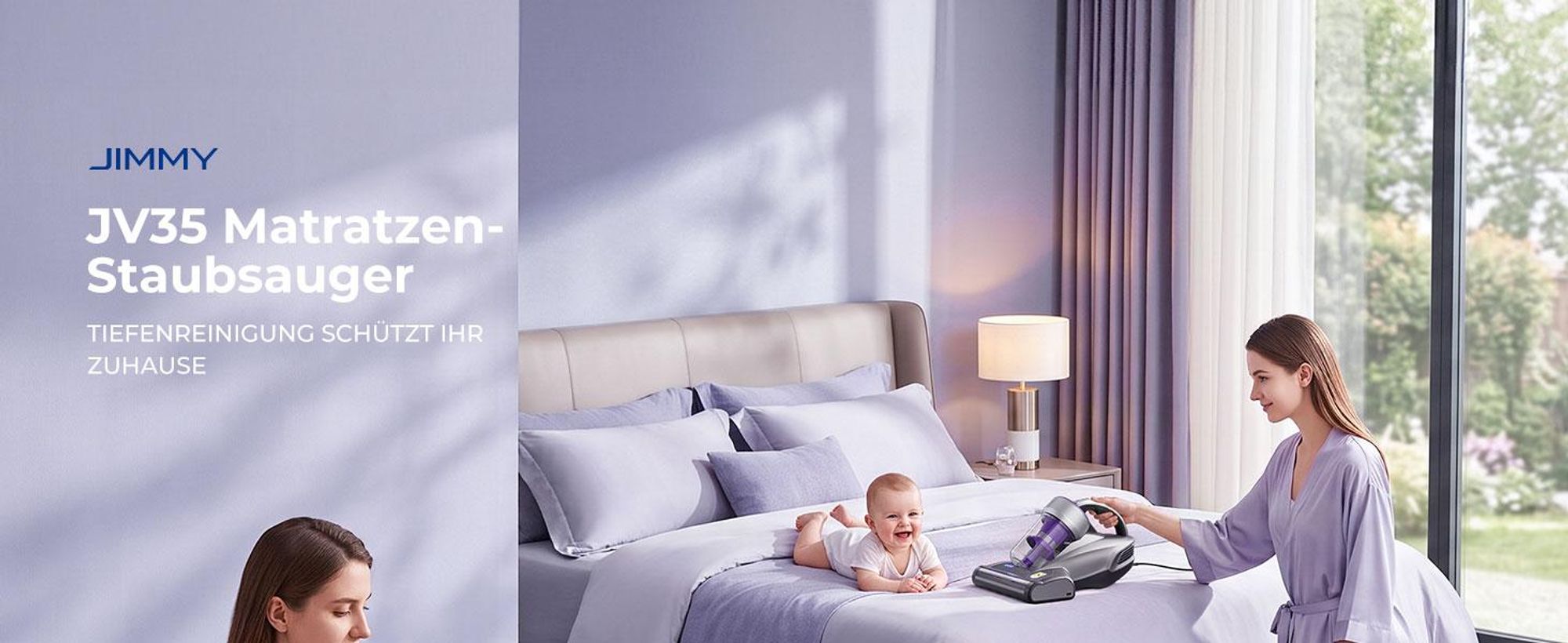 JIMMY JV35 Milbensauger für Matratzen, UV-C-Licht, 700 W, 60 °C Heißluftfunktion, Dual-Zyklon-Filtersystem