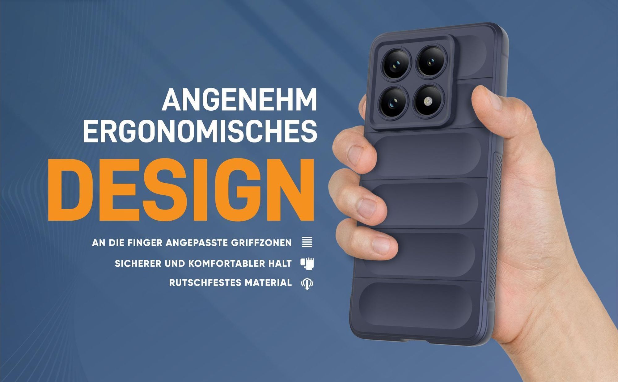 Blaue rutschfeste Hülle für Xiaomi 14T Pro mit weichem Mikrofaser Inlay