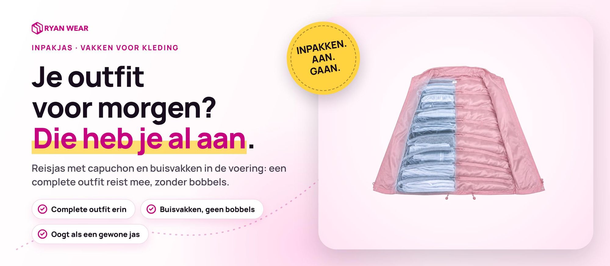 Ryanwear Inpakjas: uni reisjas met capuchon en buisvakken voor kleding