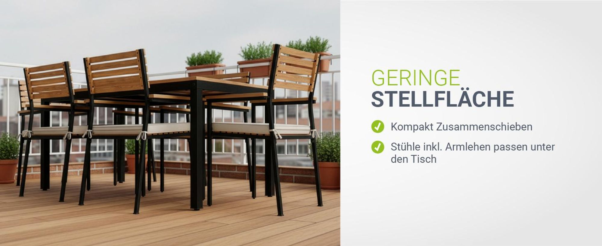 Juskys Akazienholz Gartengarnitur Rhodos - Tisch, 6 Stühle & Auflagen - Gartenmöbel Holz