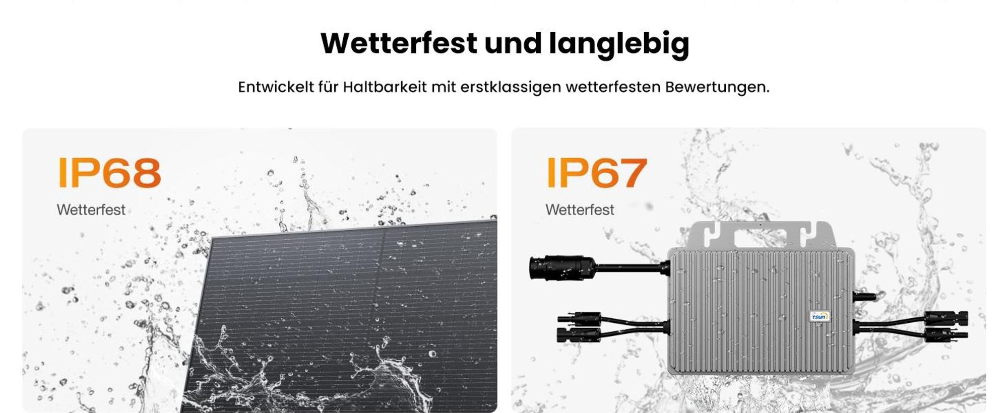 Powerness Balkonkraftwerk, 2x 500W PV Panel Bifazial Glas-Glas Solarmodulen und TSUN 800W Mikrowechselrichter & 4x Kabel für Balkonkraftwerk