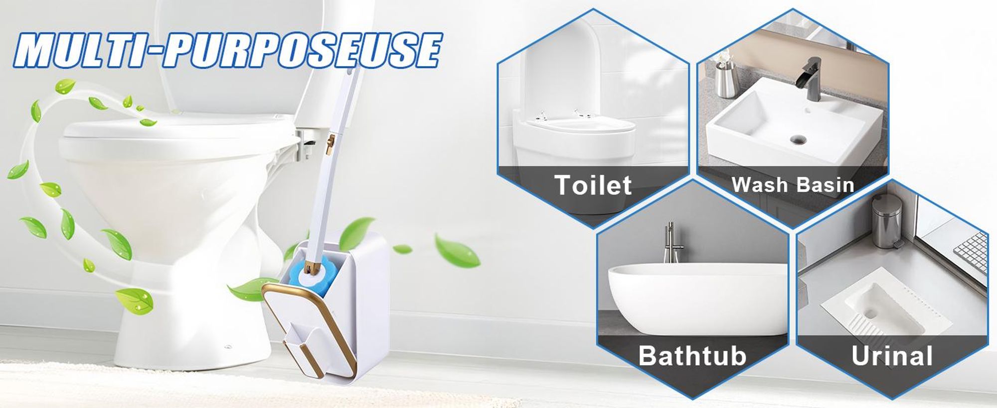 Einweg Toilettenbürste, Klobürste, WC Bürste, Wandmontage Toilettenbürstenreiniger, mit 48 Stück Ersatzköpfe, für Waschbecken, Badewanne