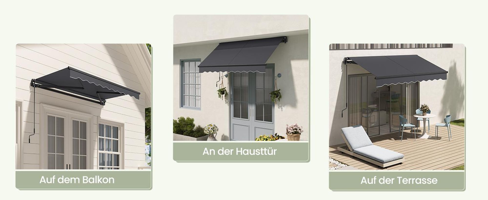 SONGMICS Gelenkarmmarkise, Handkurbel, UPF 50+, Aluminiumlegierung, 300 x 250 cm, grau