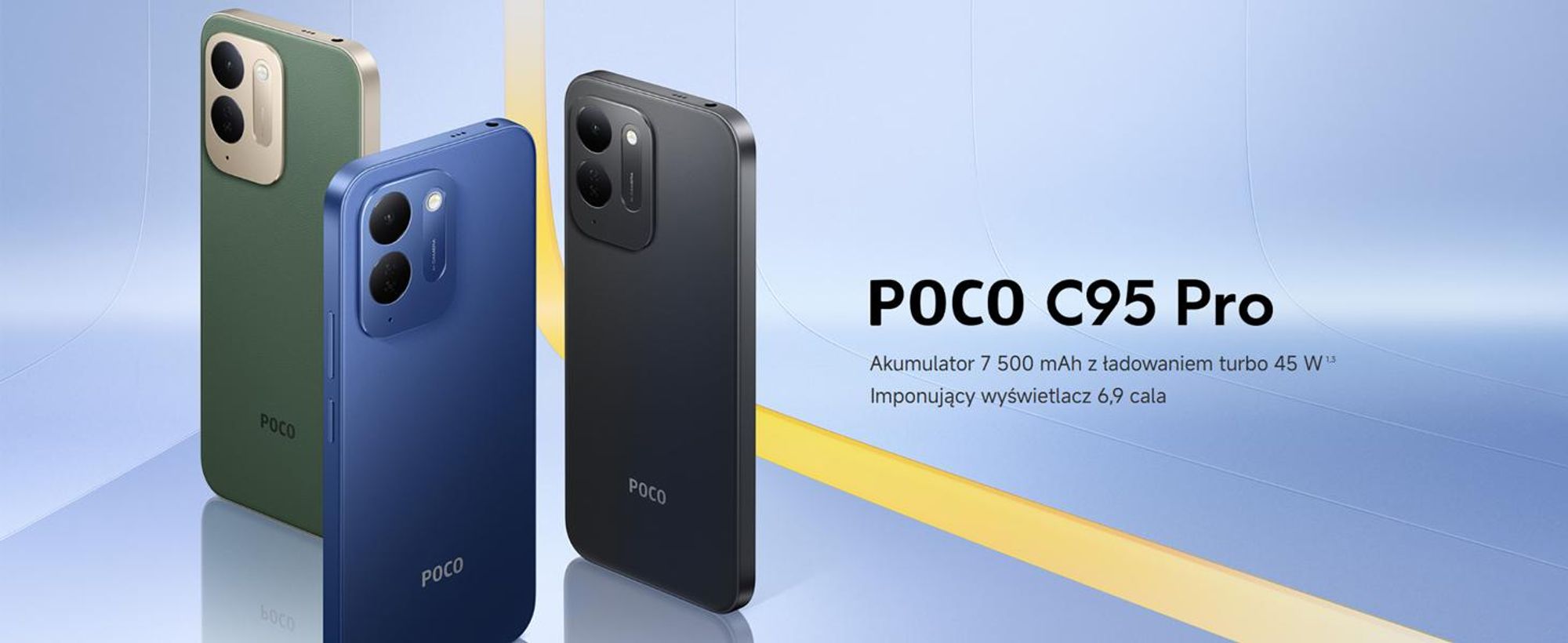 Xiaomi Poco C95 Pro, 4G smartfon, 8 GB pamięci RAM, 256 GB pamięci wewnętrznej, kolor czarny, bateria 7500 mAh