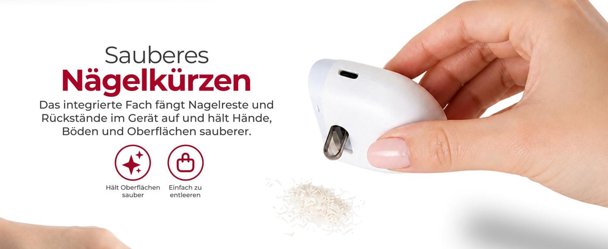 Professioneller elektrischer Nagelknipser Automatischer Maniküre & Pediküre Trimmer für Erwachsene & Babys, für Finger und Zehennägel Weiß