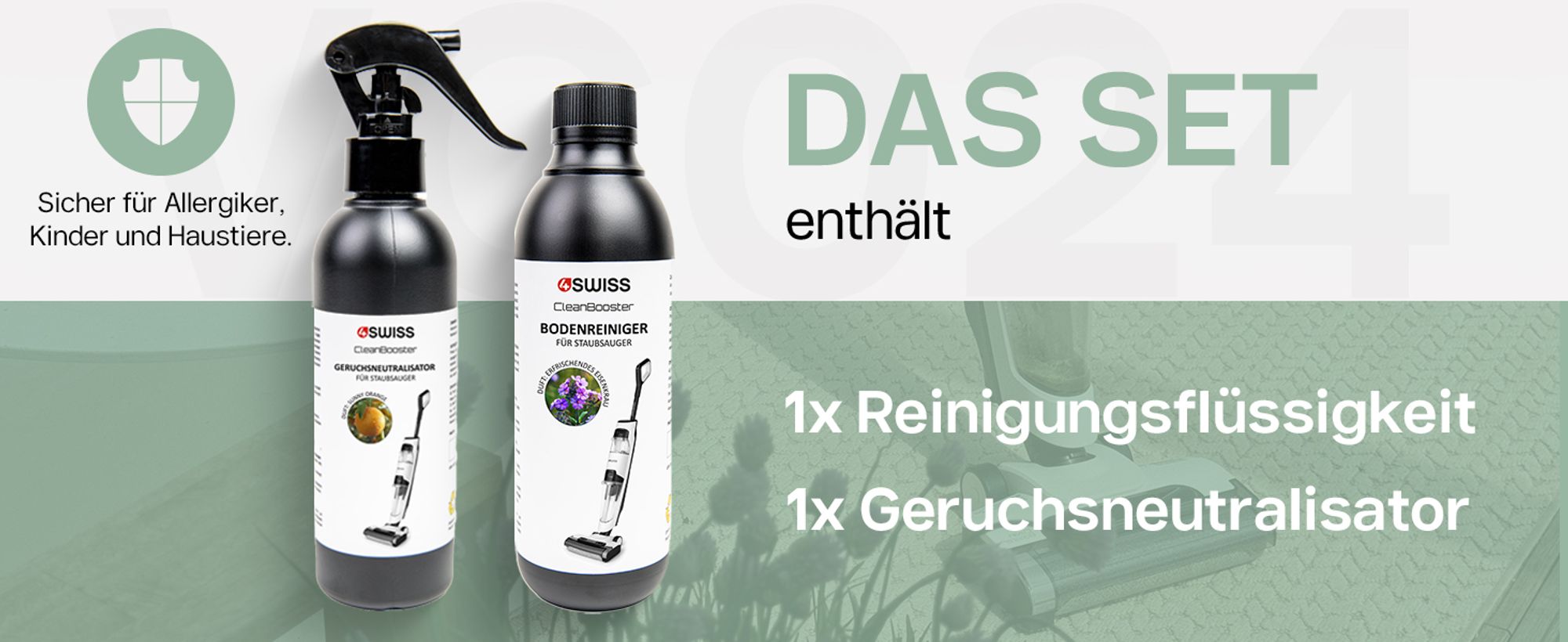 4SWISS Clean Booster Smart Staubsauger, Akku-Staubsauger mit Mop Funktion, Nass & Trockensauger mit Dual-Tank, Selbstreinigungsfunktion, LED Anzeige