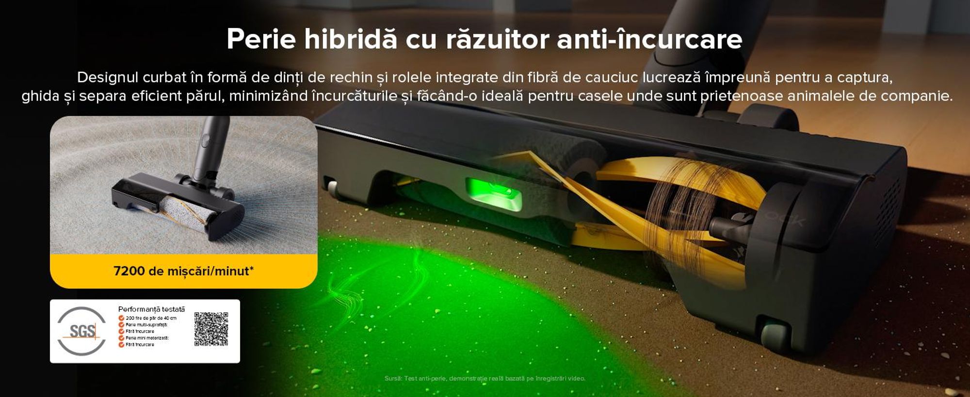 Roborock H60 Pro Handstaubsauger, Akku-Staubsauger 170AW  Saugleistung, 80 Min Laufzeit, 90° flexibles Saugrohr, LED, Anti-Tangle-Bürste für Teppiche