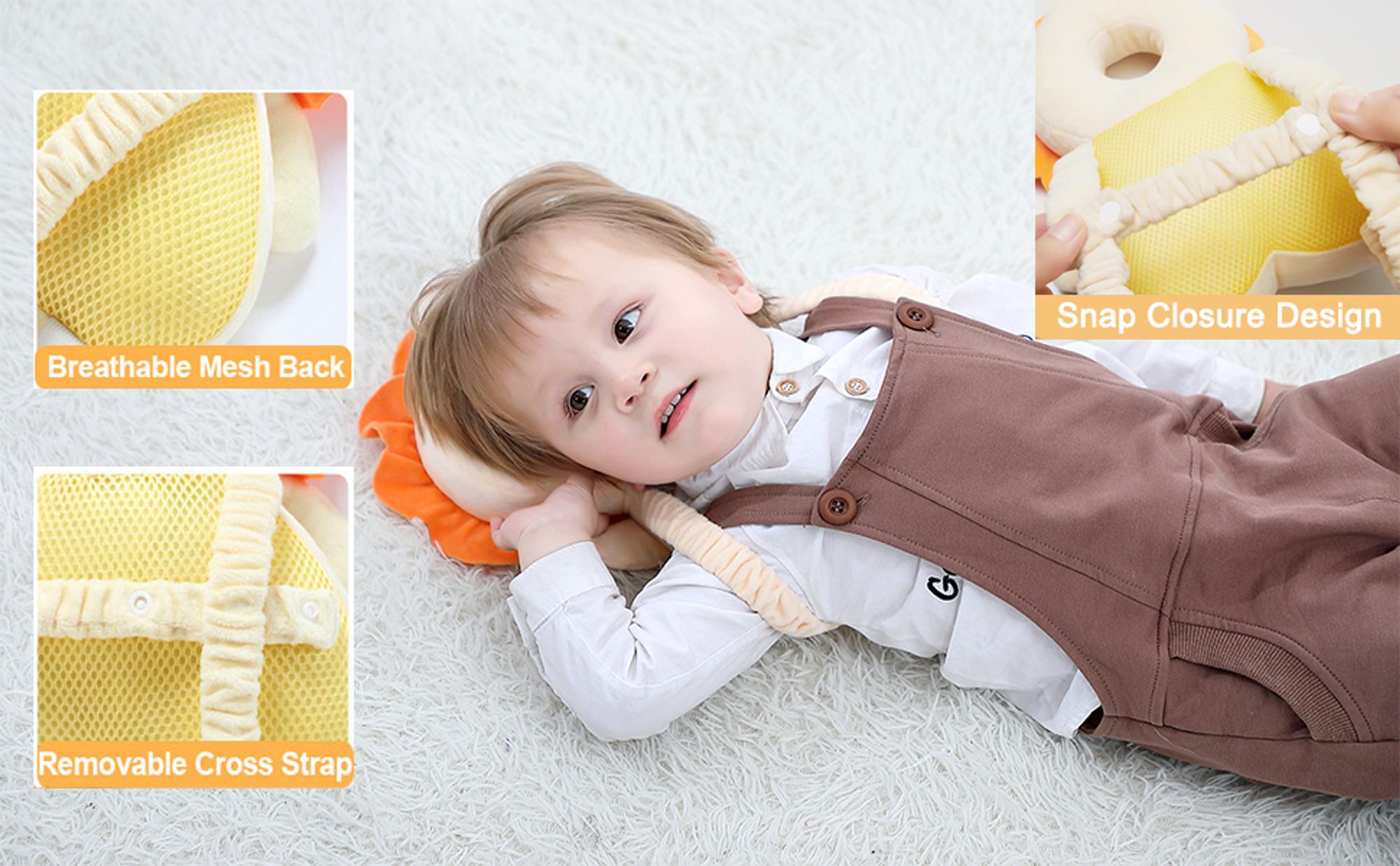 Baby Kopfschutz Rucksack, Baby Head Schutzpolster Atmungsaktive Sicherheitskissen, für Kleinkinder Krabbeln und Laufen Lernen(4-24 Monate)