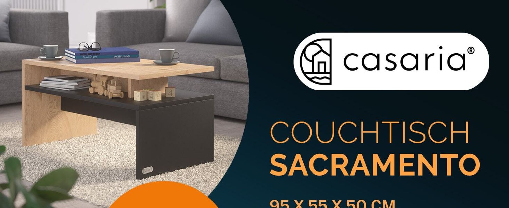 CASARIA® Couchtisch Holz Grau mit Stauraum 95x55x50cm Wohnzimmertisch Modern Kratzfest 50kg Belastbar Beistelltisch Sofatisch Couch Wohnzimmer Möbel