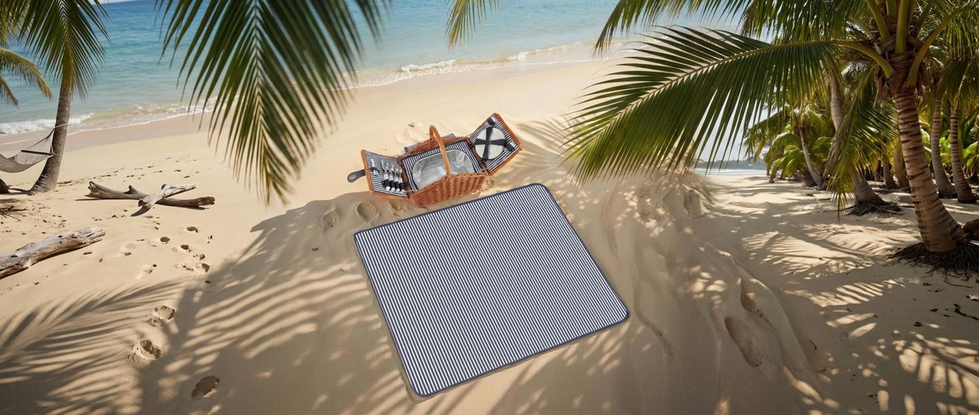 tectake® Picknickkorb Usedom für 4 Personen, mit Picknickdecke inkl. 20-teiliges Geschirrset, Kellnermesser und Gewürzstreuer