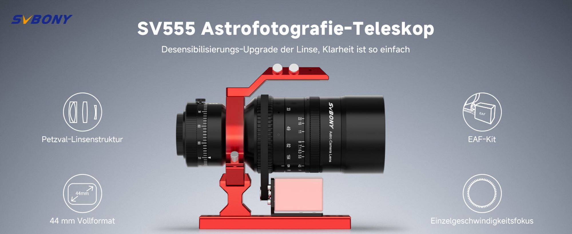 Svbony SV555 APO 54mm Astrofotografie-Teleskop, f/4,5 Vollformat-Teleskopkamera Objektiv, Manuelle Blendeneinstellung, Integrierter Leveler