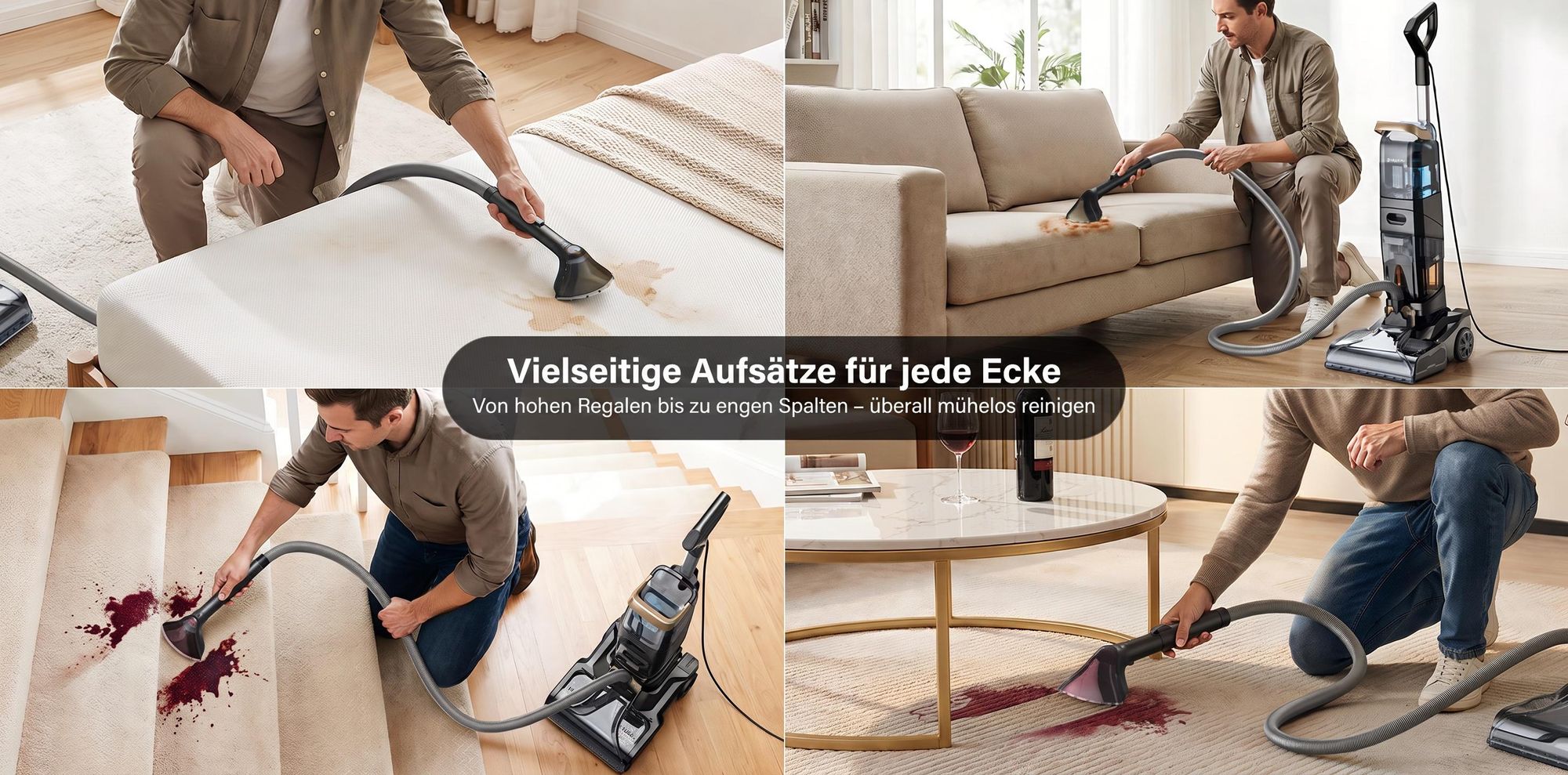 Lubluelu X3 Teppichreinigungsgerät 19kPa 1200W Waschsauger mit Schlauchaufsatz, Dual-Tanksystem, Polsterreiniger für Sofa, Teppiche & Autositze