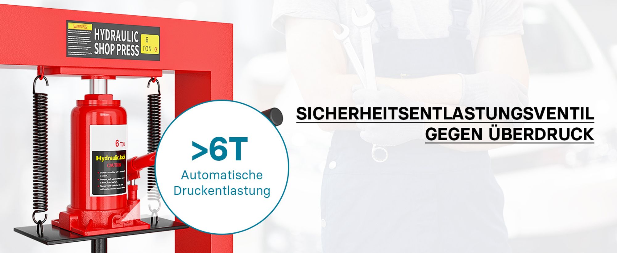 Wiltec 6T Werkstattpresse, 300 mm, Hydraulikpresse aus Stahl, Rahmenpresse, Lagerpresse zum Pressen, Stempeln, Umformen