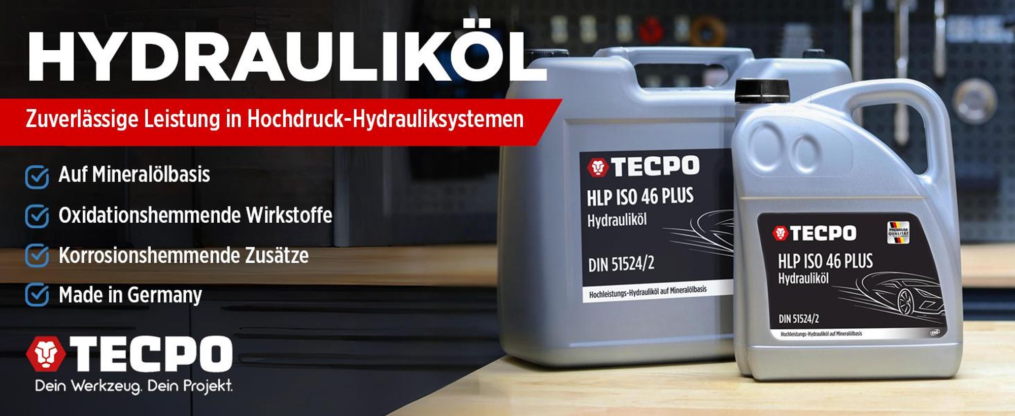TECPO Hydrauliköl 5 Liter HLP 46 ISO VG Viskosität Hydraulikoel Hydraulikflüssigkeit Hydraulikfluid für Hochleitung Hochdruck