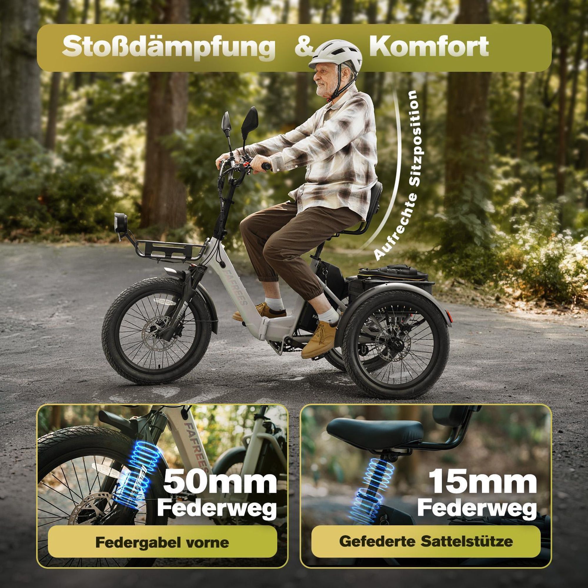 Elektrofahrrad FAFREES F20 Mate II - Motor 250W Akku 48V25AH 20" Reifen Hydraulische Scheibenbremse - Olivgrün