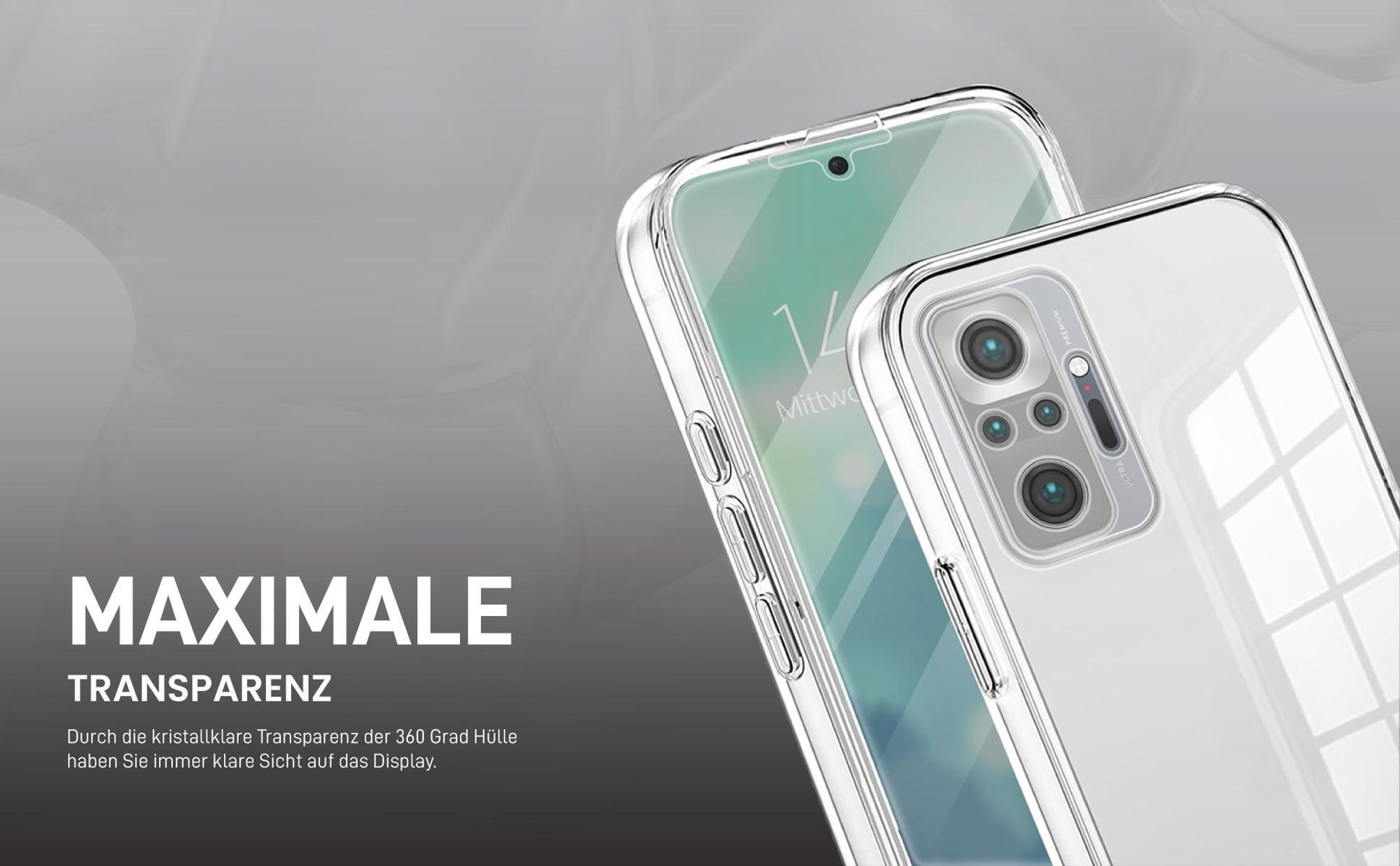 Transparentes 360 Grad Cover Front Back für Xiaomi Redmi Note 10 Pro
