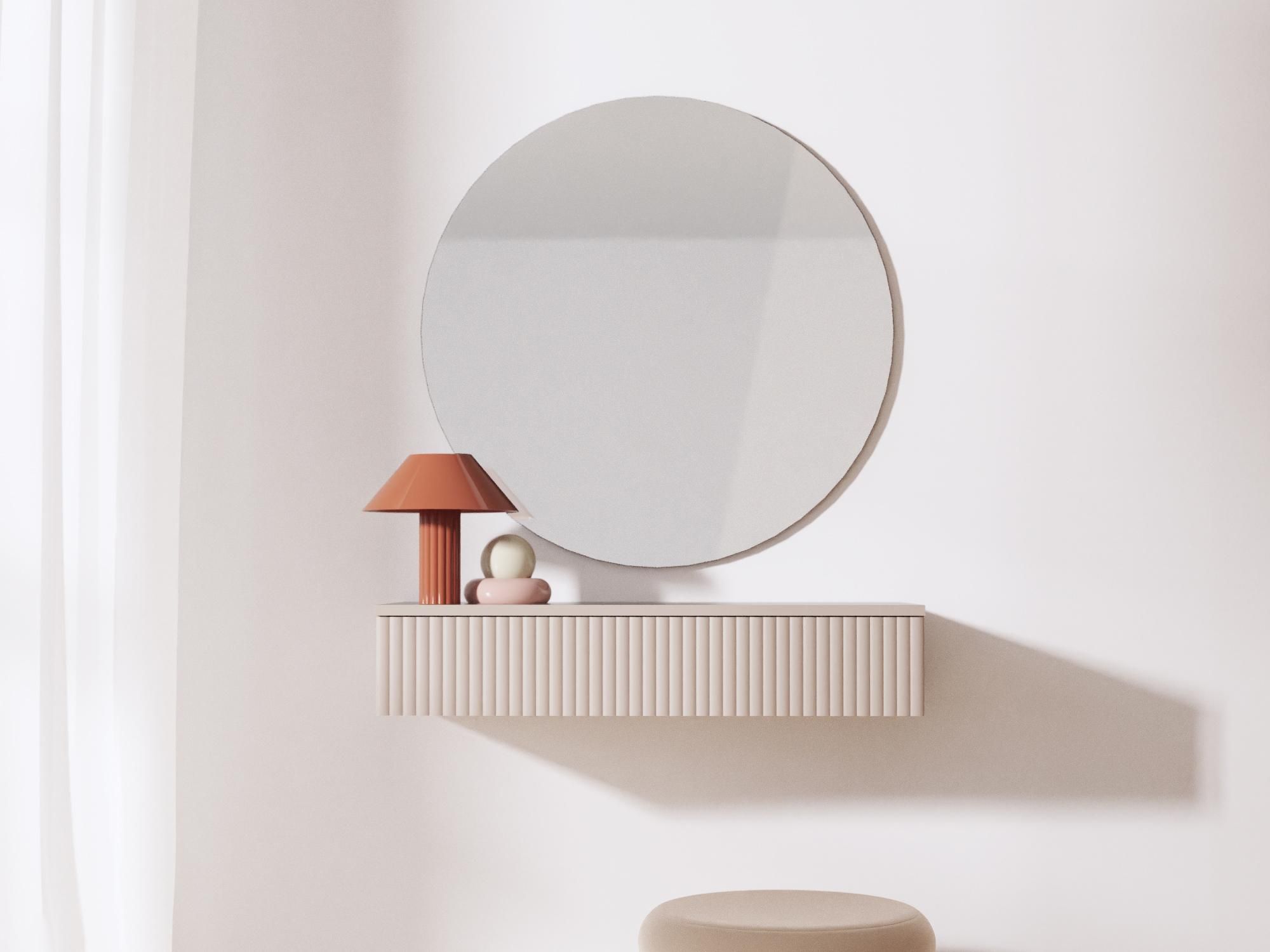 BEAUTYSOFA | Konsolentisch SOFT Kaschmir, Wohnzimmer Schminktisch mit 1 Schublade und geriffelten Fronten, Push-to-Open