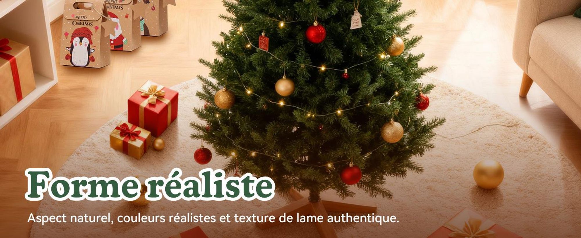 Sapin de Noël Artificiel DEWINNER 180 cm,, Branches PE PVC Réglables, Support en Bois Stabilisé, Extra Dense et Réaliste, Montage Rapide