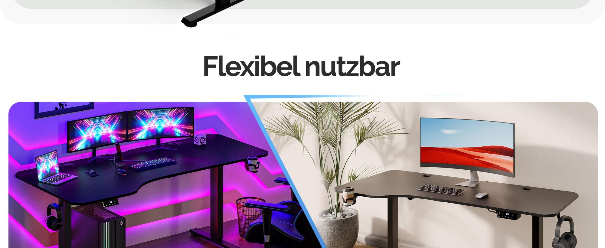 CASARIA® Höhenverstellbarer Schreibtisch 160x75 cm elektrisch mit Kopfhörerhalter Tassenhalter Modern Büro Gaming PC Computer Tisch Schwarz Carbon-Optik