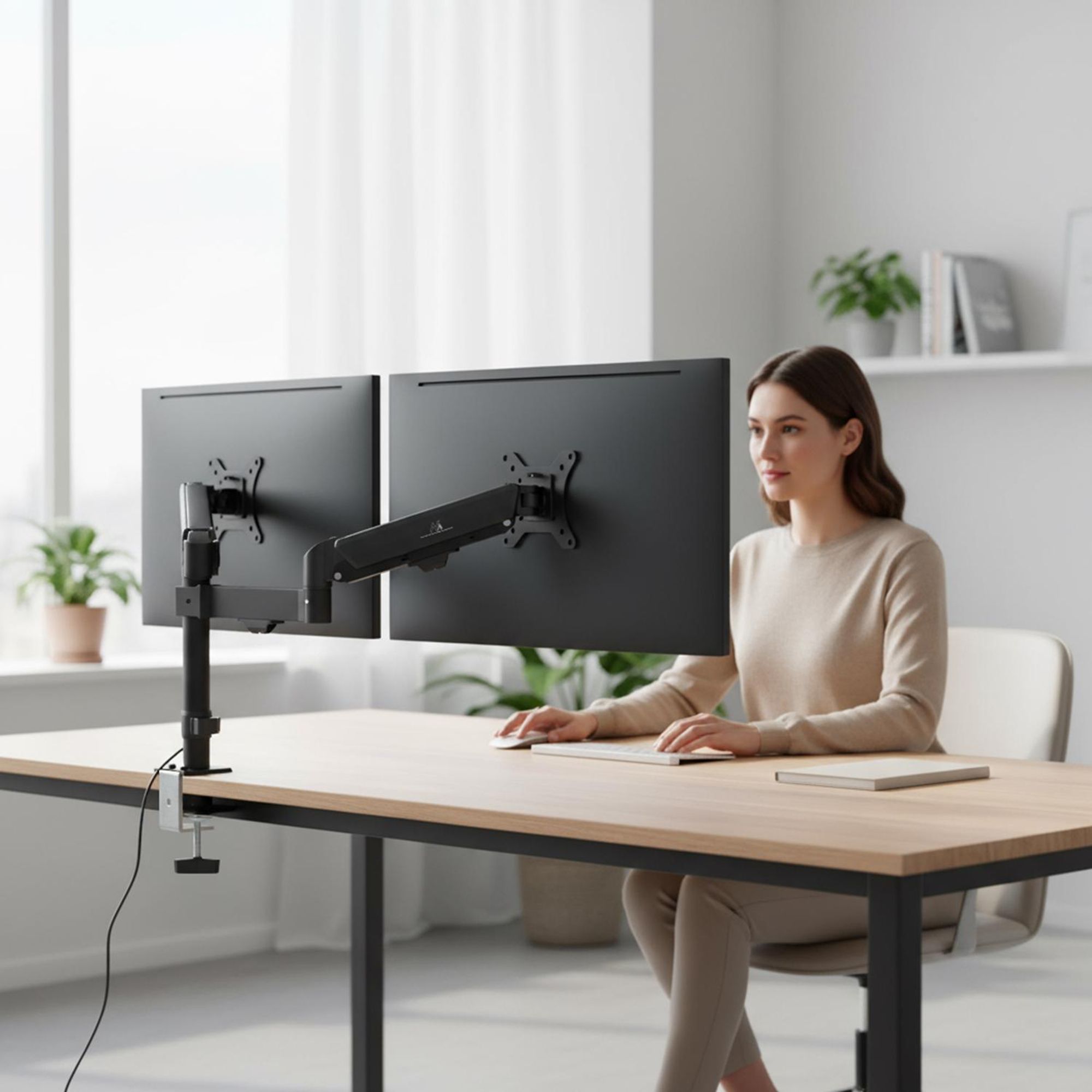 Halterung für 2 Maclean-Monitore Gasfeder 17"-32" 2-10kg schwarz MC-136