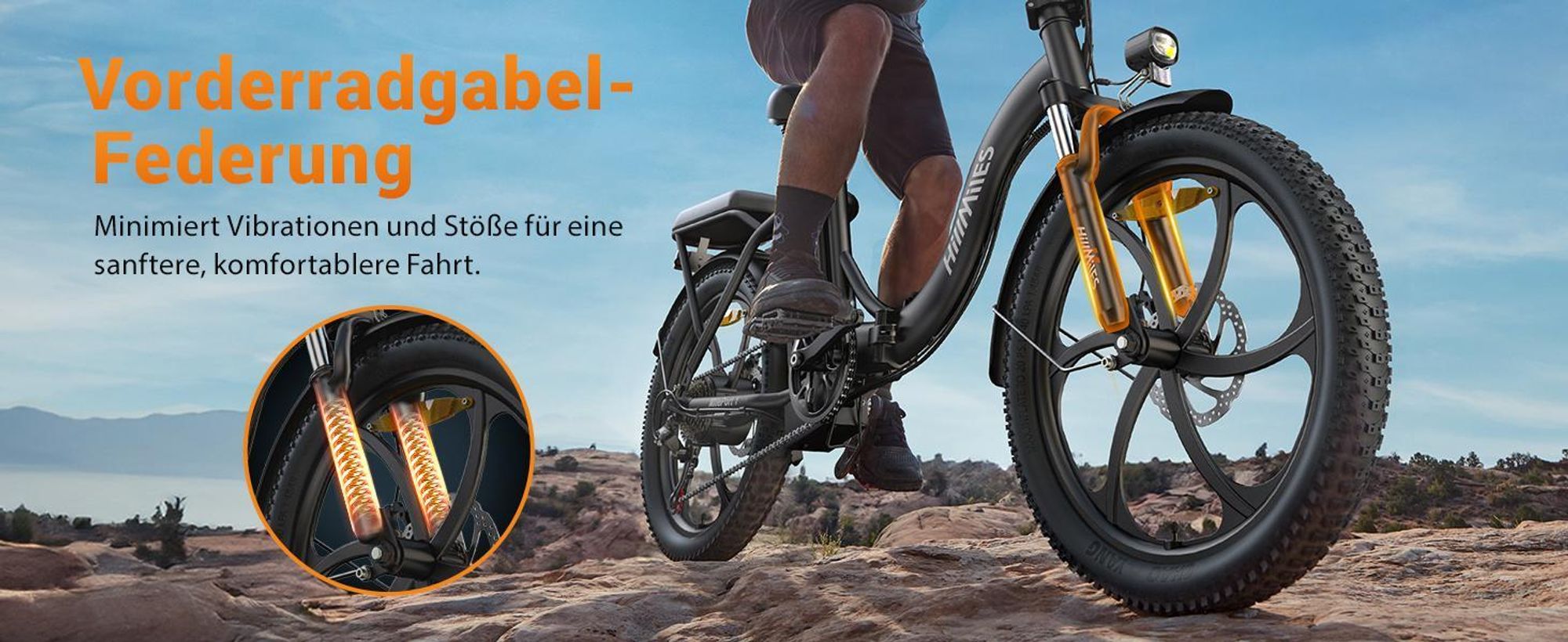 HillMiles E Bike, E-Bike Klapprad mit 36V 13Ah Akku bis zu 80-100km, 20 *3.0 Zoll, 7-Gang SHIMANO, 250W Motor & 25km/h MilePort 1