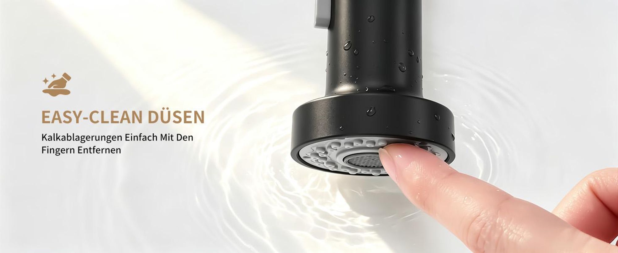 Homelody Vorfenster Küchenarmatur Klappbar, 90° Faltbar 360° Drehbare Hochdruck Edelstahl Wasserhahn Küche mit Brause Ausziehbar 2 Strahlarten Schwarz