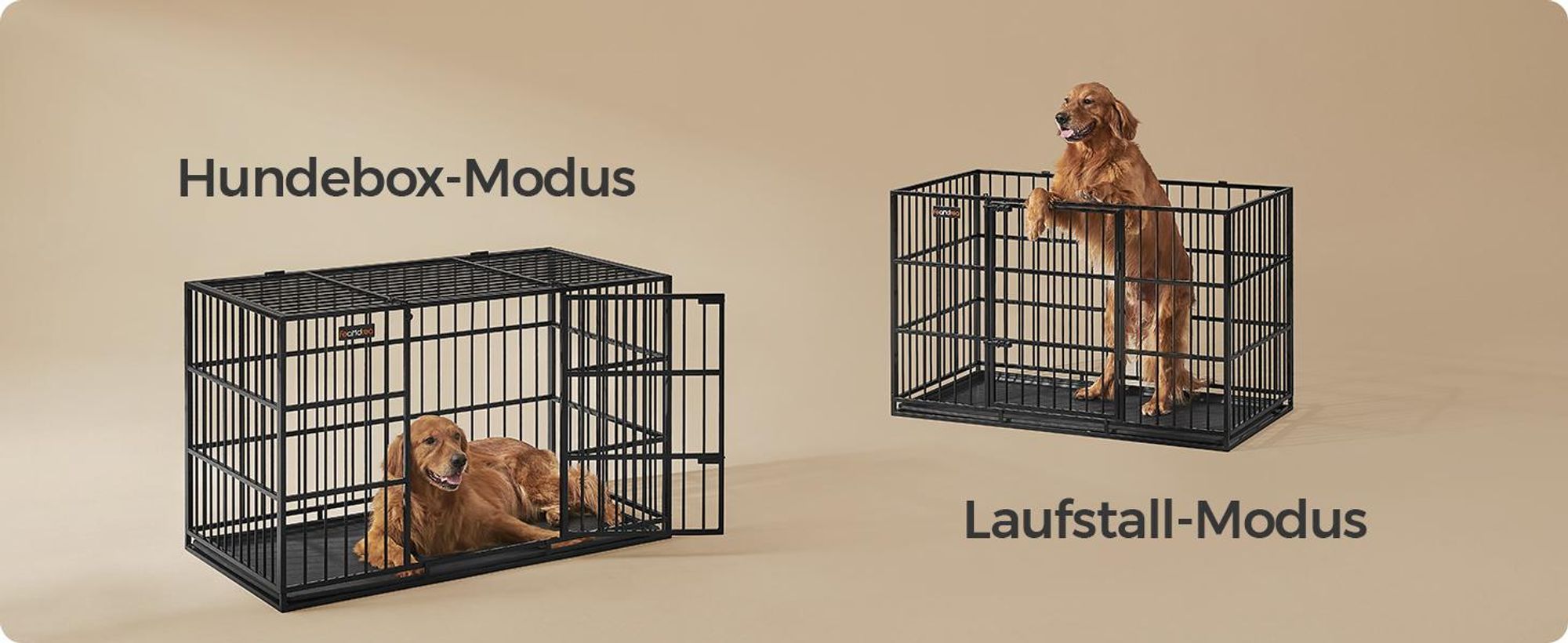 Feandrea Hundekäfig hochbelastbar, für mittelgroße und große Hunde, Doppeltüren
