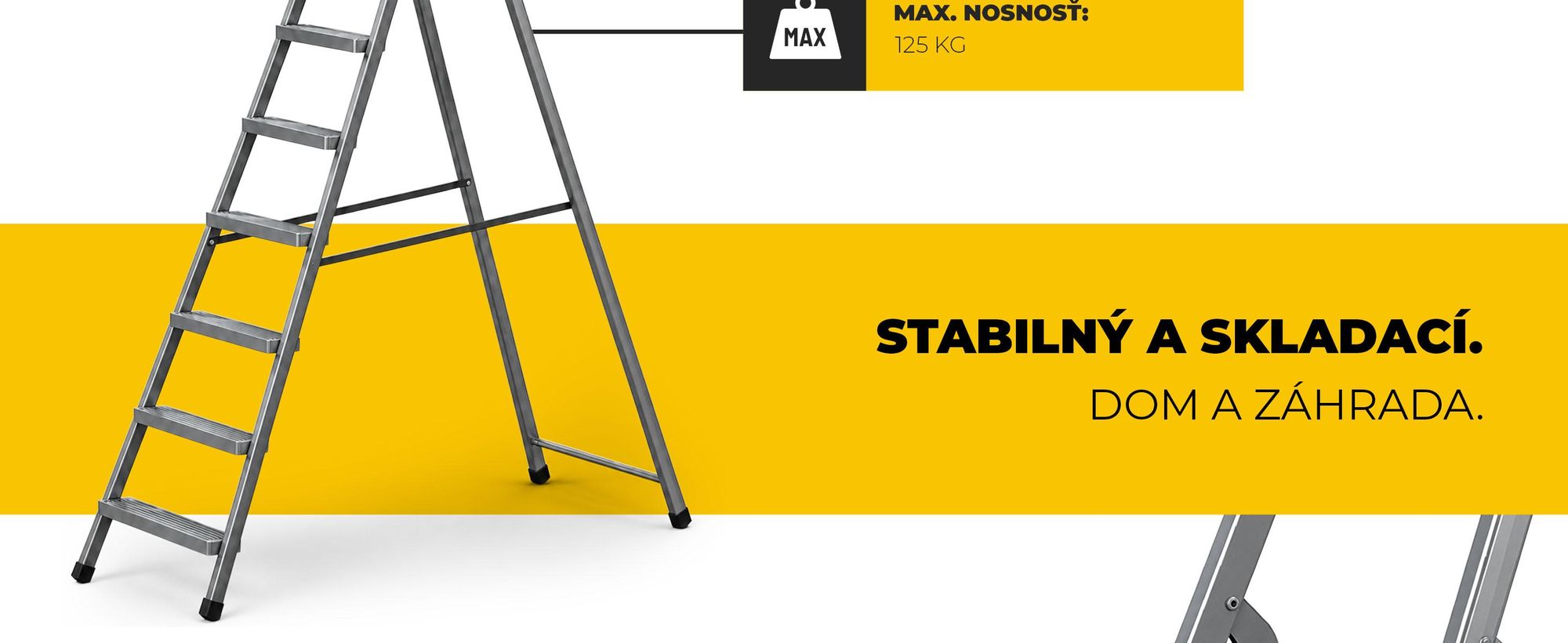 DRABEST | oceľový rebrík, rebrík pre domácnosť, rebrík 5 stupňov, skladací rebrík, oceľový, univerzálny, do 125 kg
