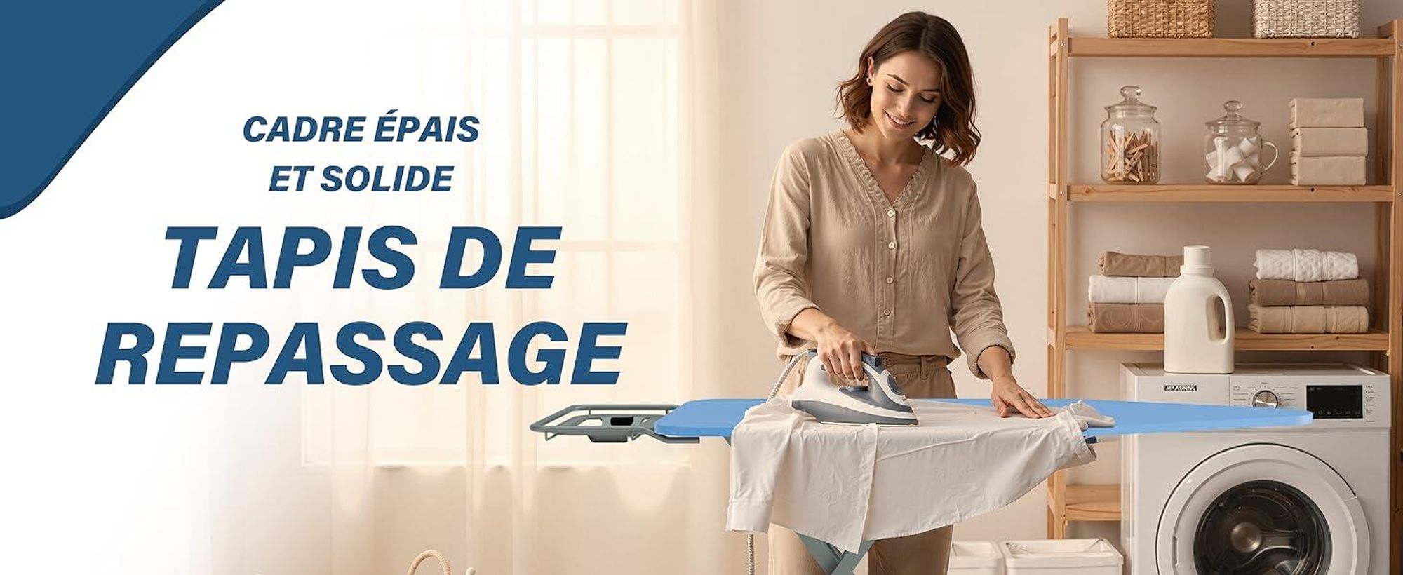 STANEW Table à Repasser 120 x 45 cm,Planche à Repasser Pliable,pour Centrale Vapeur,Système Anti-Fermeture,Hauteur Réglable,avec Housse en 100% Coton