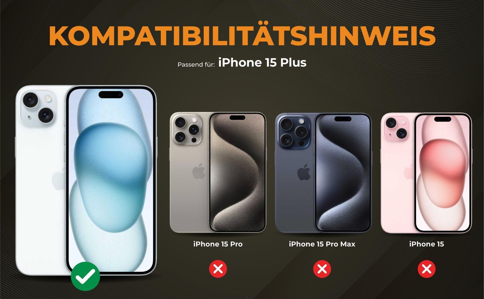 Kompatibilitätshinweise Hülle für Apple iPhone 15 Plus