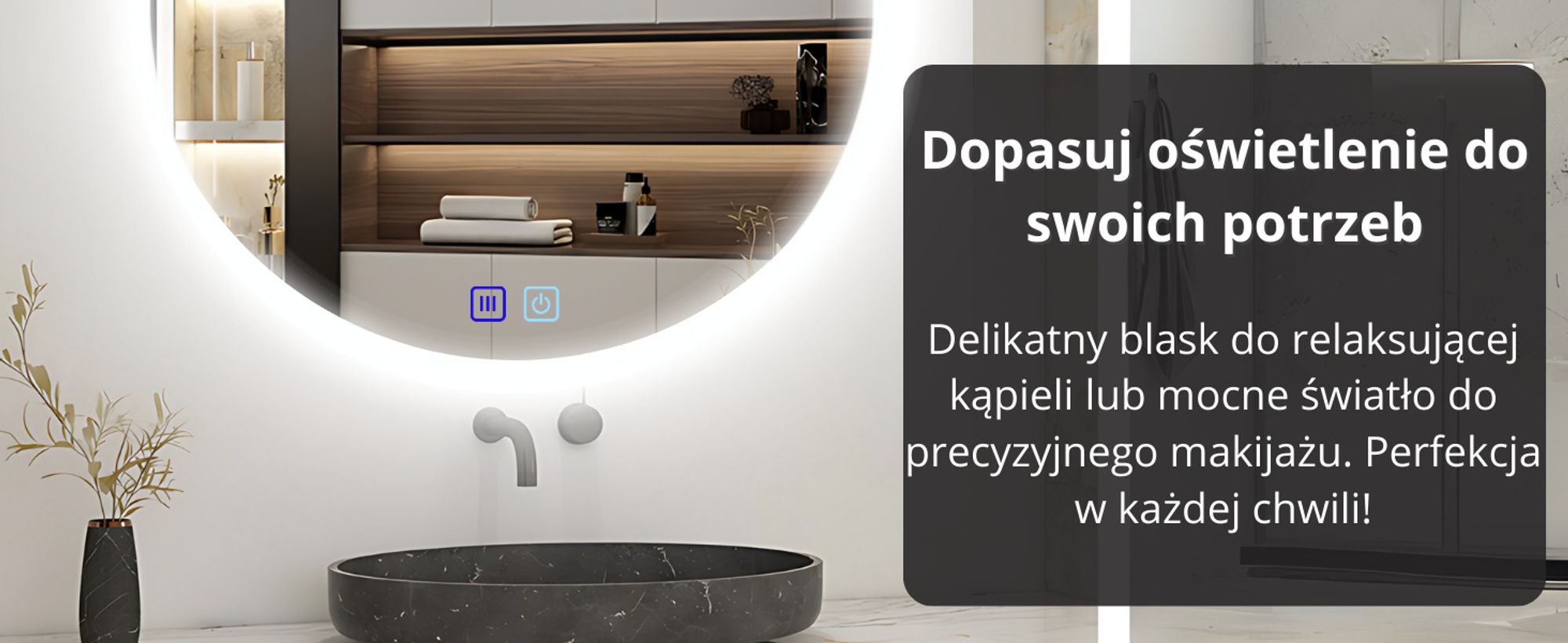 SAVE ®HOME Okrągłe lustro łazienkowe LED - 80 cm - PODŚWIETLANE - 3 BARWY ŚWIATŁA - ŚCIEMNIALNE - BEZ PARY - DOTYKOWE - LUSTRO ŚCIENNE