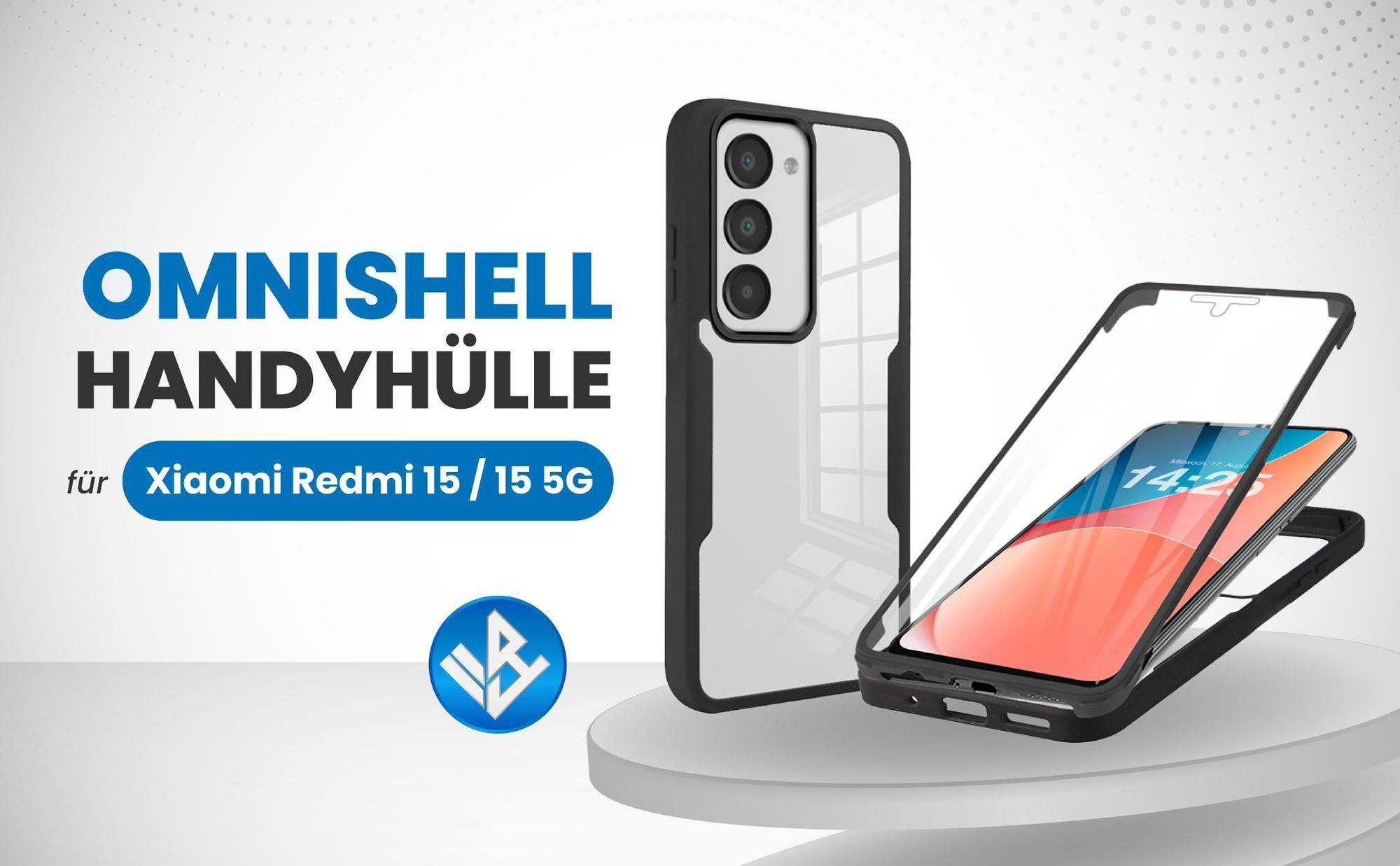 Schwarze 360 Grad Hülle für Xiaomi Redmi 15 / 15 5G mit Kameraschutz